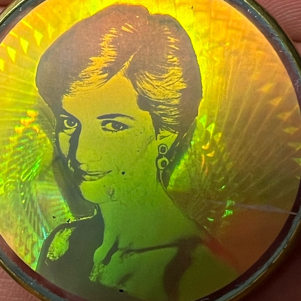 Vintage Holographic Glass Pendant Hologram 3D Image Y2K Princess Diana L…
